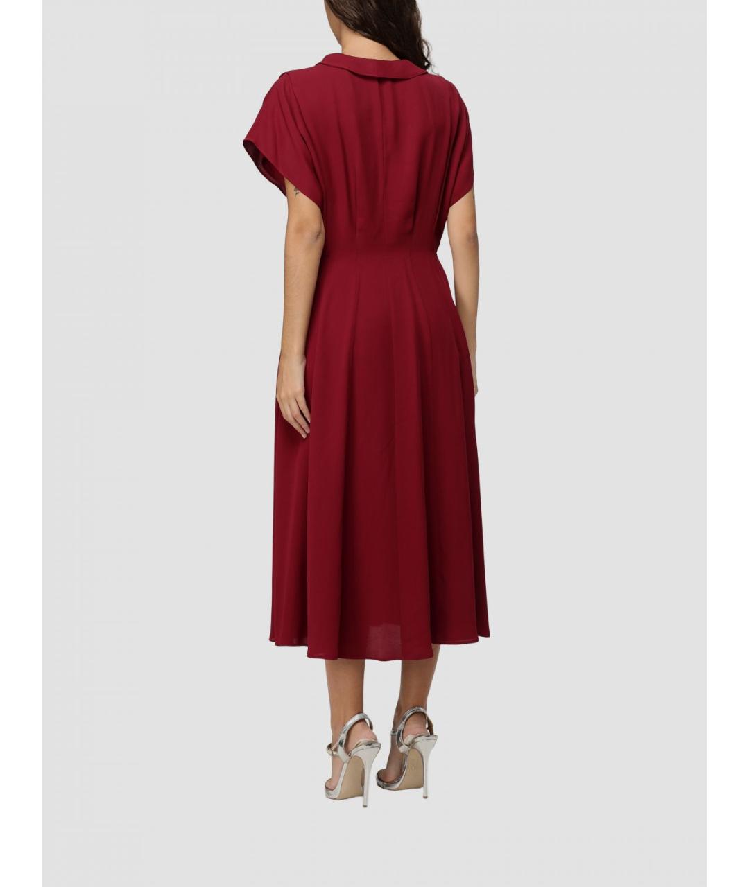 ALBERTA FERRETTI Бордовое вискозное платье, фото 2