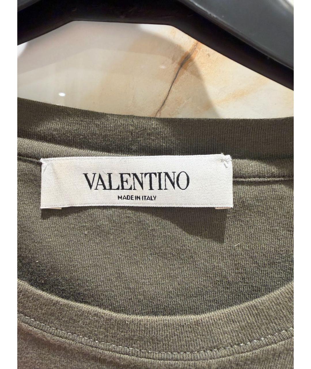 VALENTINO Хаки хлопковая футболка, фото 4