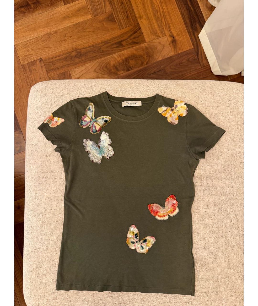VALENTINO Хаки хлопковая футболка, фото 5