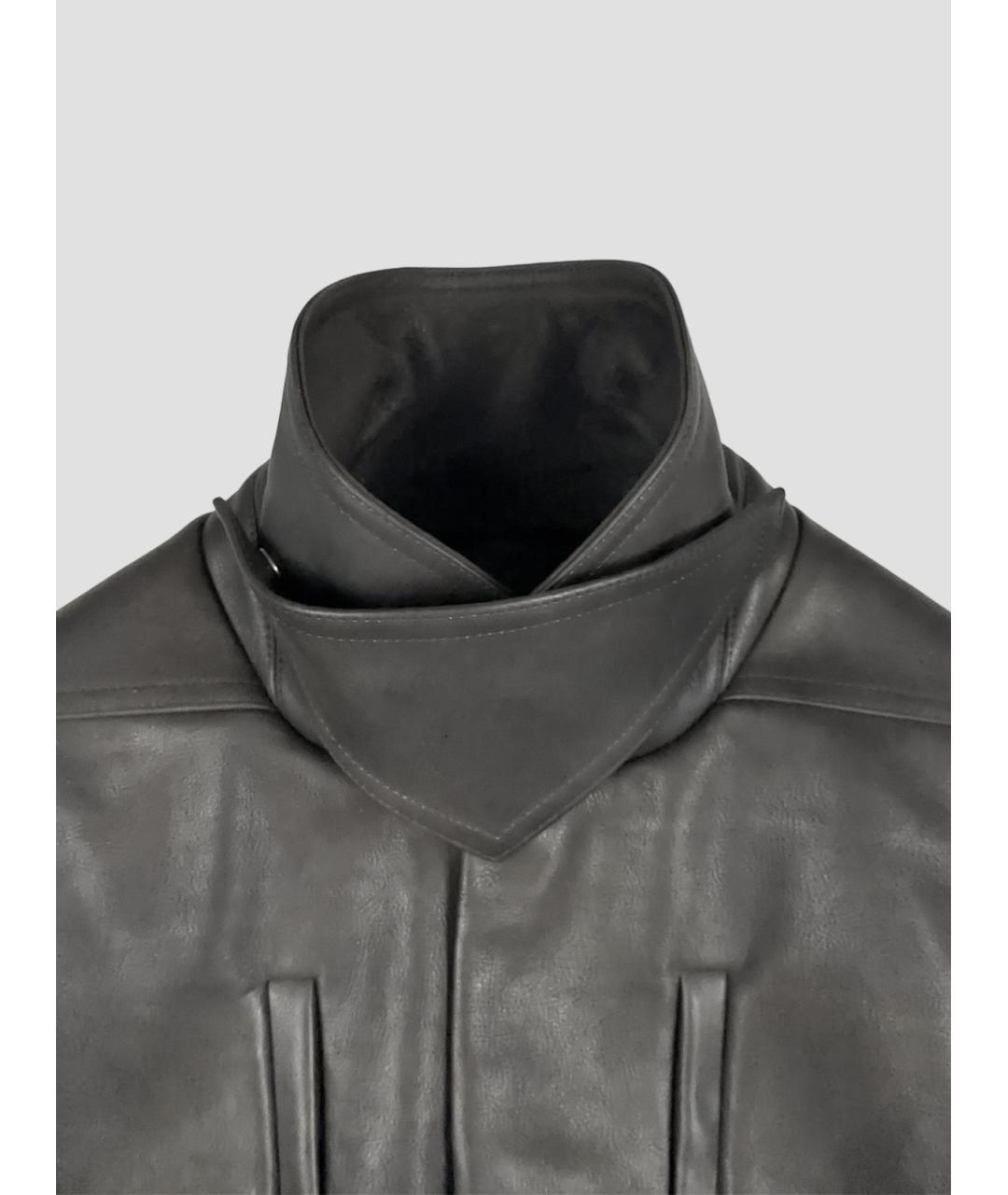 RICK OWENS Антрацитовая кожаная куртка, фото 4