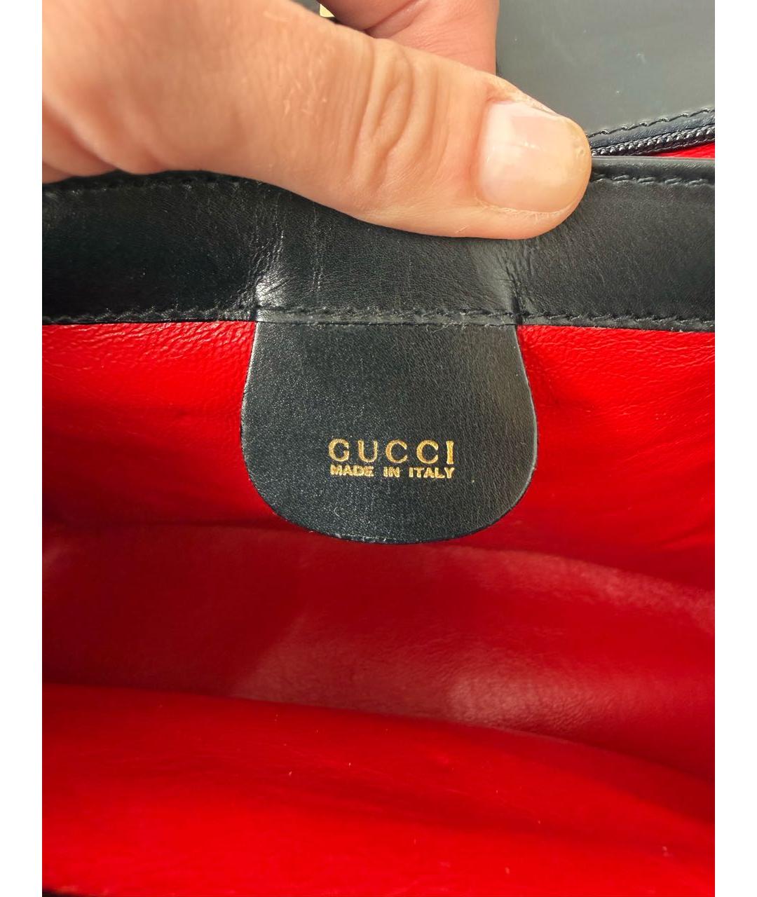 GUCCI Черная кожаная сумка через плечо, фото 7