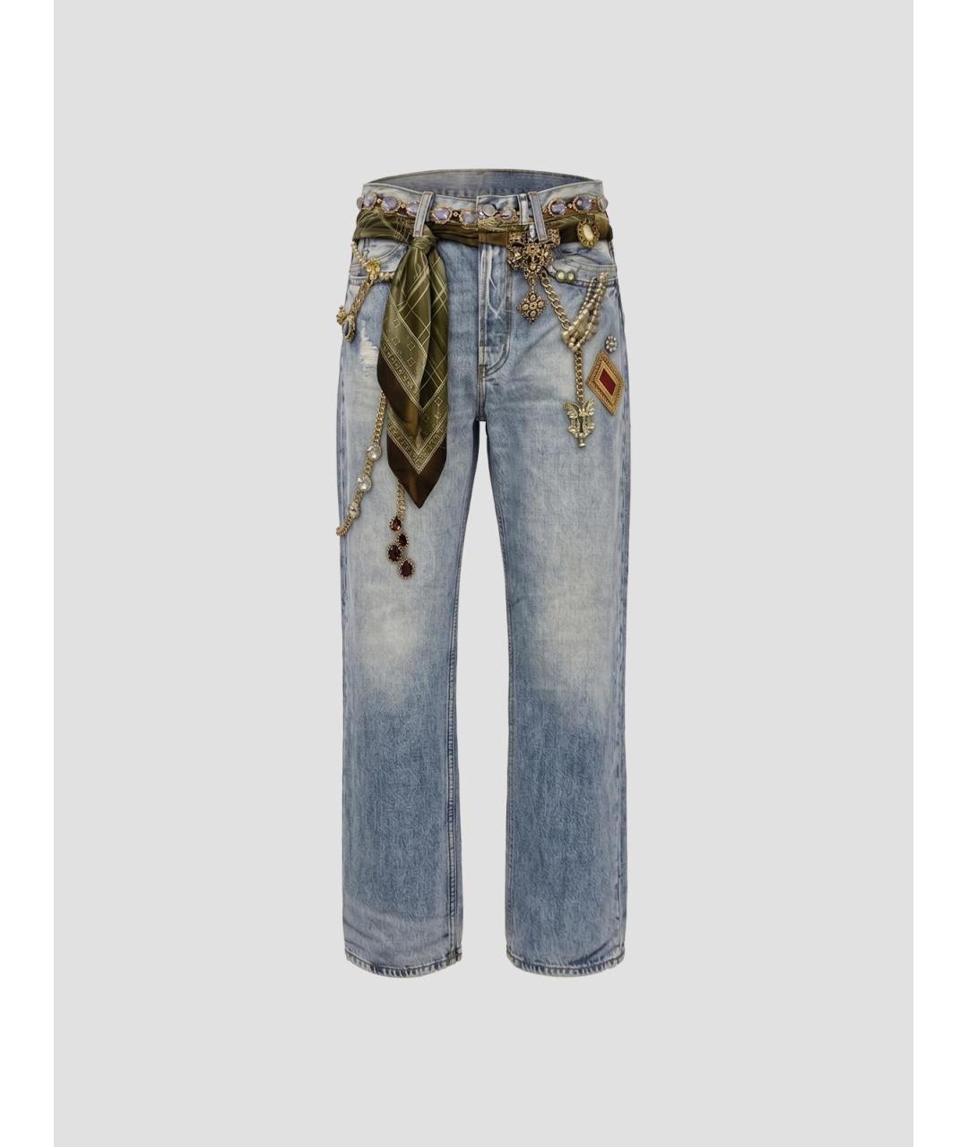 ACNE STUDIOS Голубые хлопковые прямые джинсы, фото 4