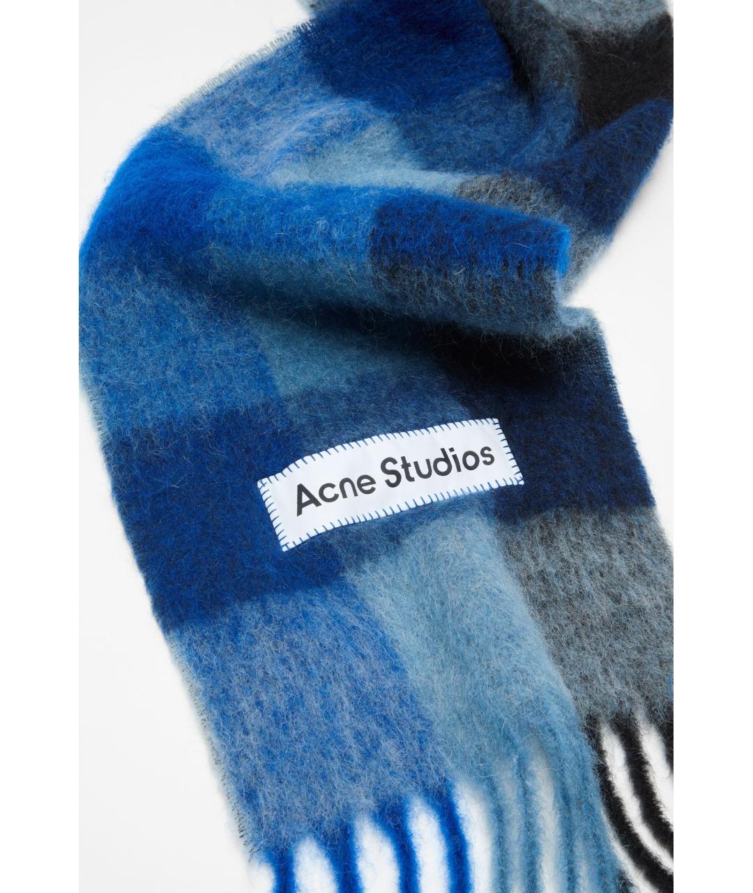 ACNE STUDIOS Синий шерстяной шарф, фото 3