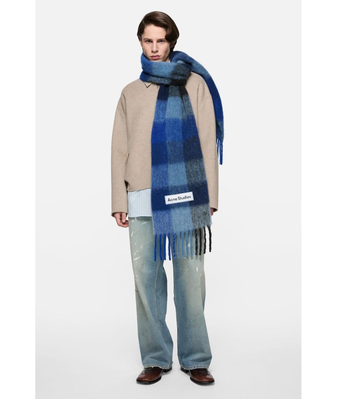 ACNE STUDIOS Синий шерстяной шарф, фото 2