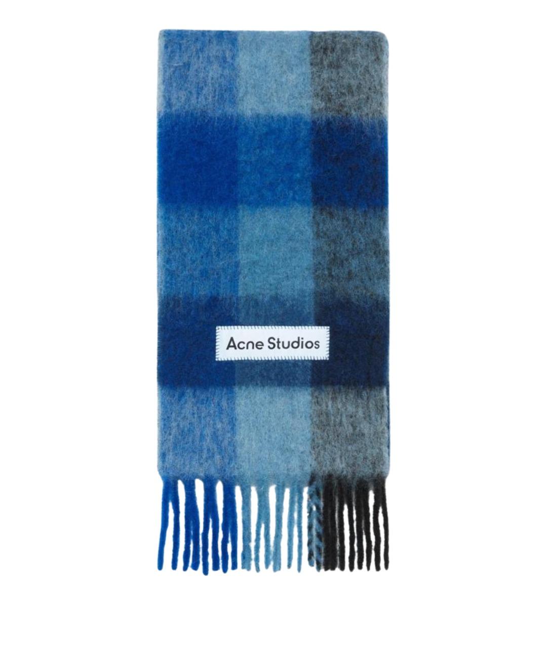 ACNE STUDIOS Синий шерстяной шарф, фото 1