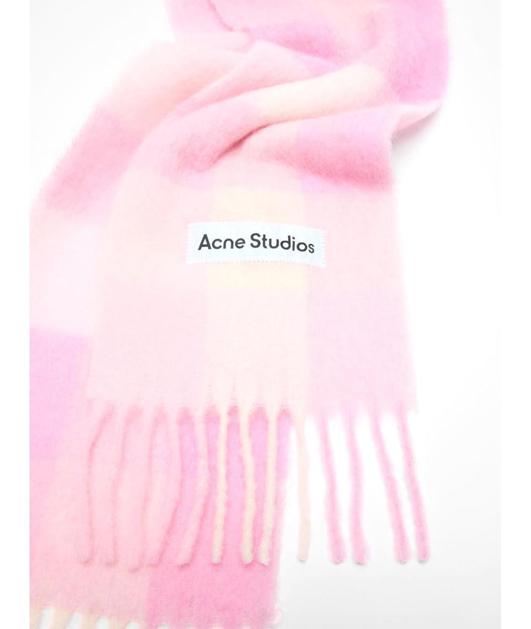 ACNE STUDIOS Розовый шерстяной шарф, фото 3