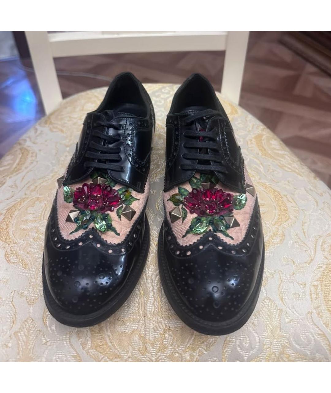 DOLCE&GABBANA Черные брогги и оксфорды из лакированной кожи, фото 2