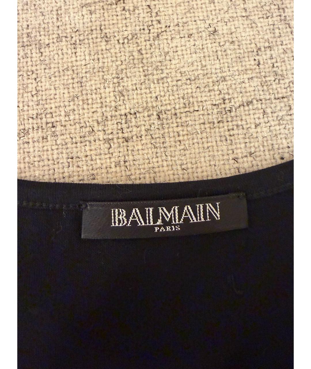BALMAIN Черная хлопковая футболка, фото 3