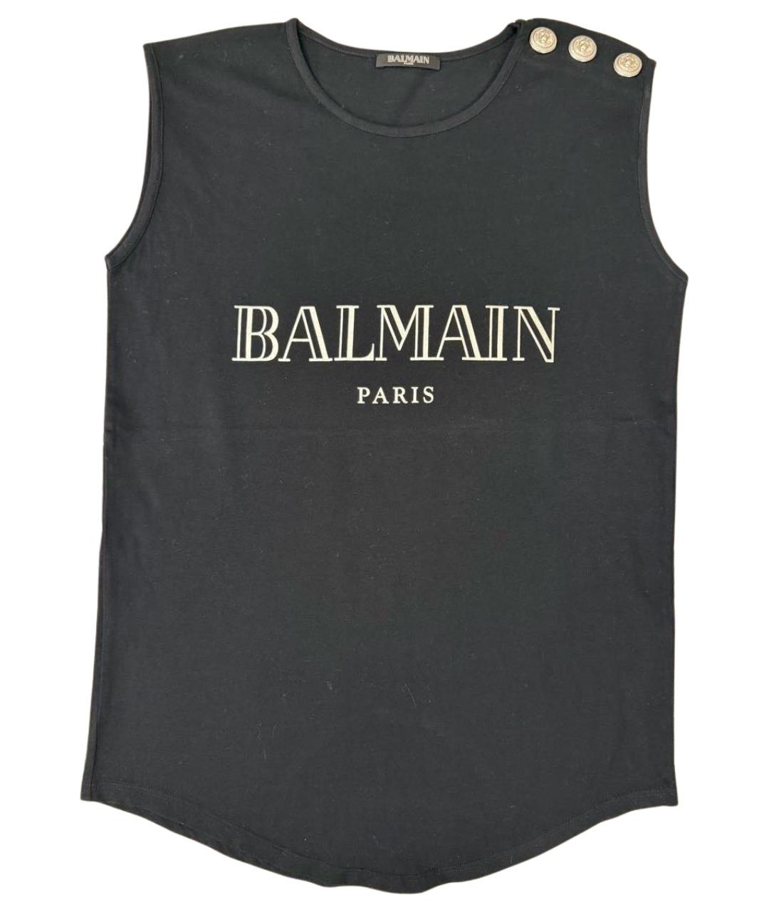 BALMAIN Черная хлопковая футболка, фото 1