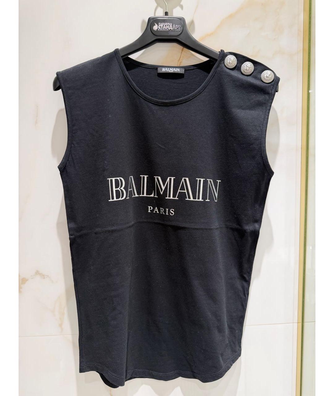 BALMAIN Черная хлопковая футболка, фото 5