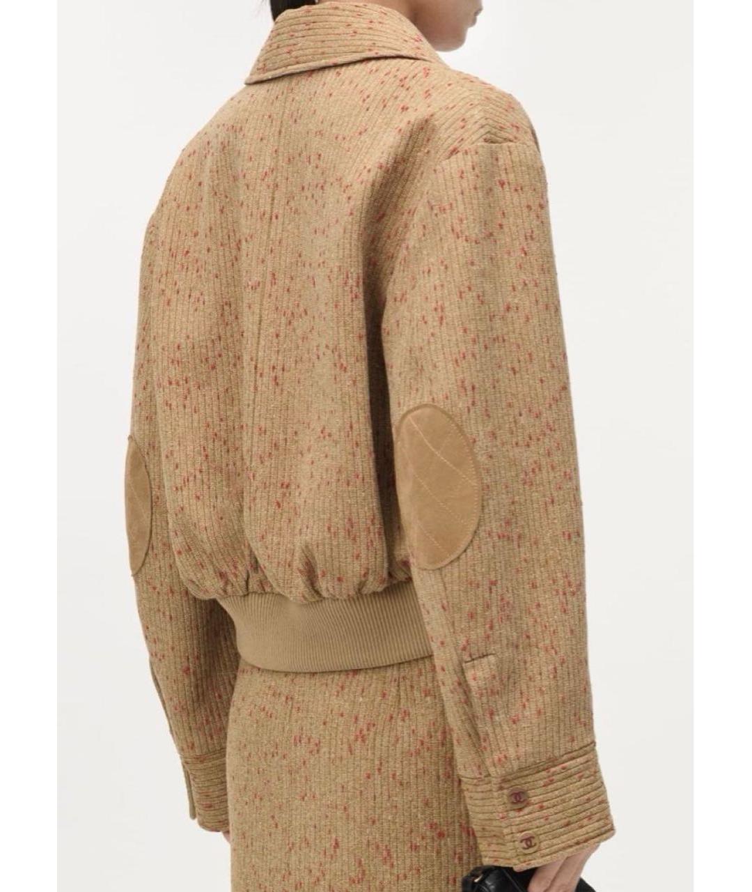CHANEL Бежевая шерстяная куртка, фото 4