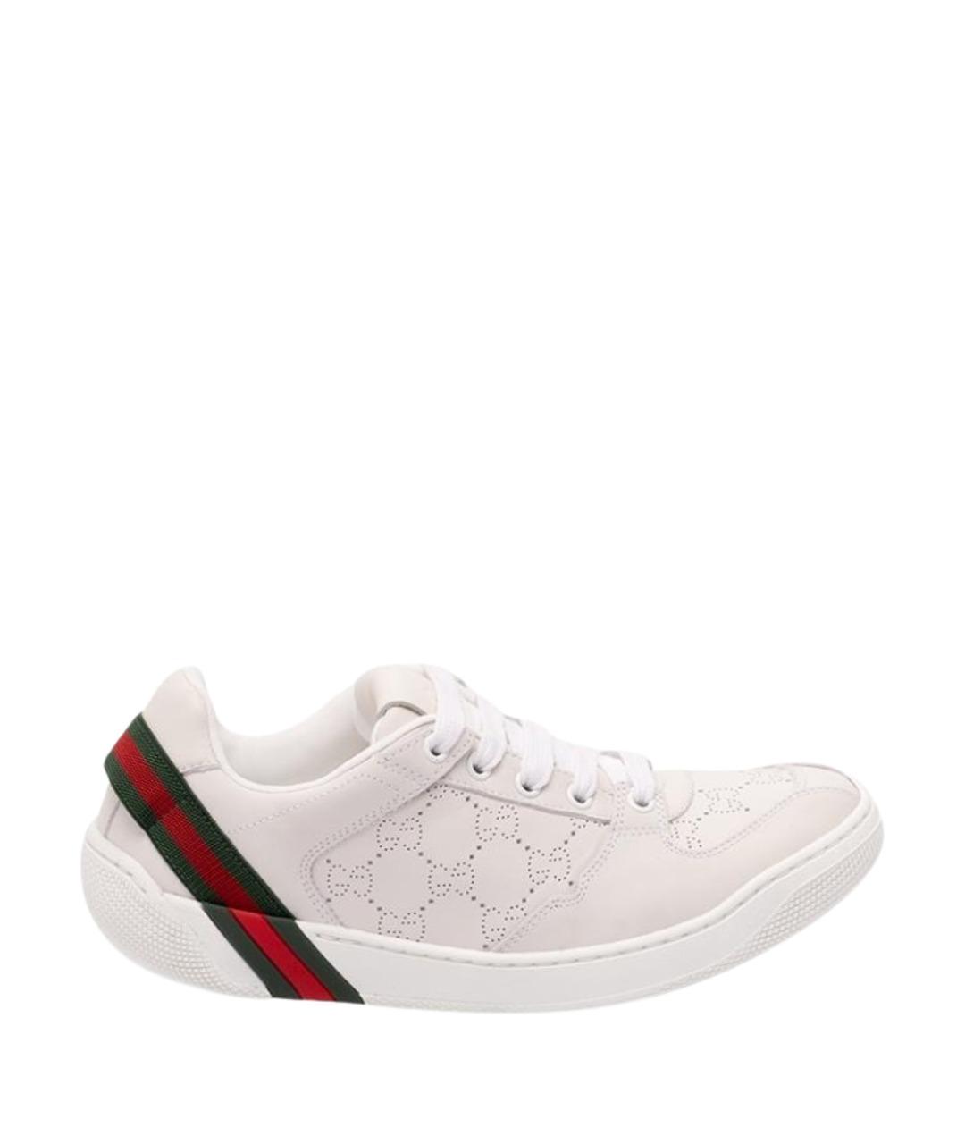 GUCCI Белые кожаные кроссовки, фото 1
