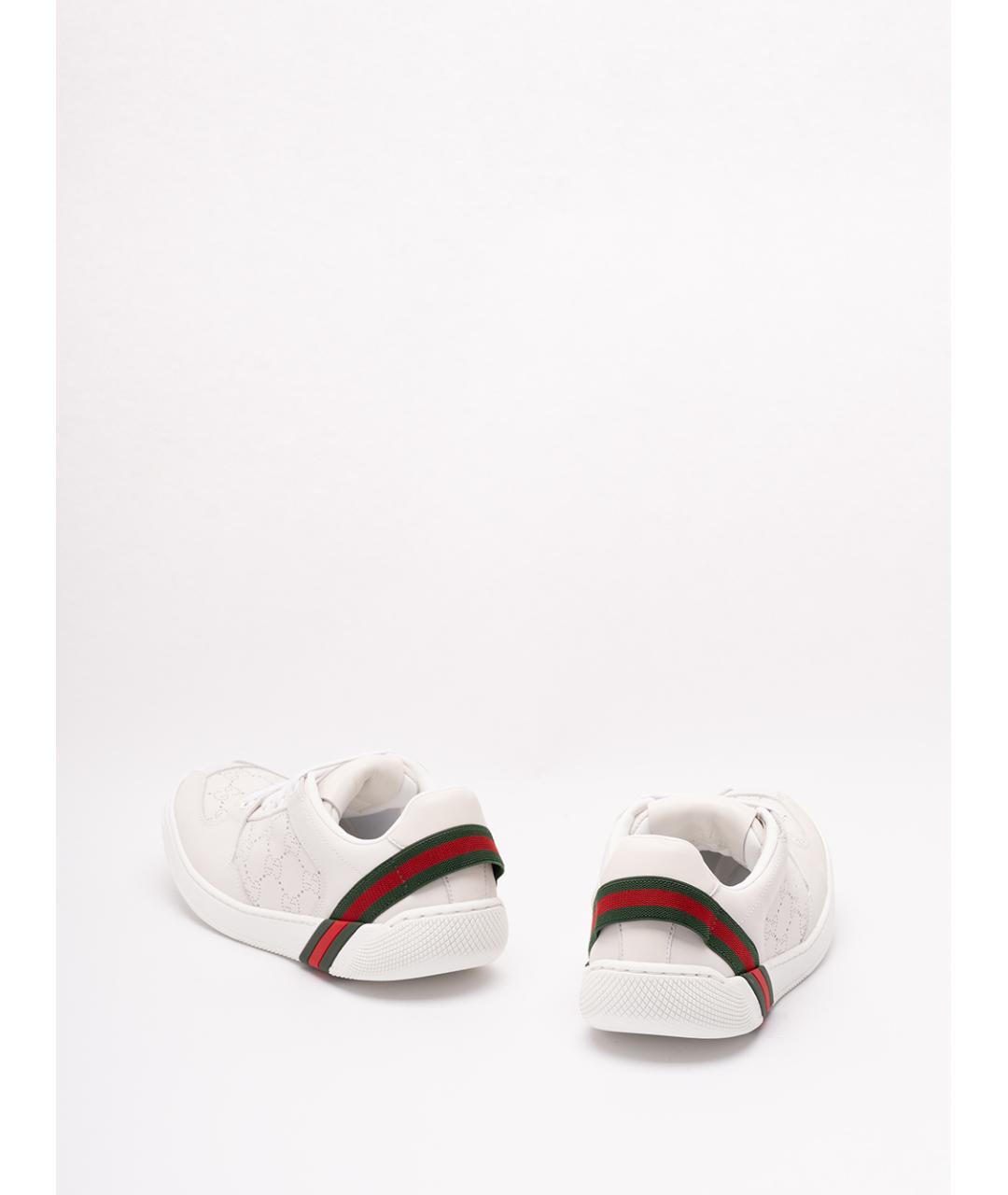 GUCCI Белые кожаные кроссовки, фото 3