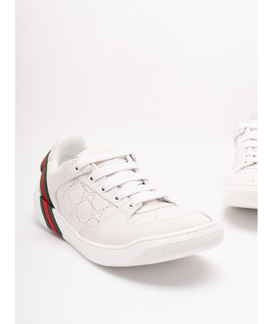 GUCCI Белые кожаные кроссовки, фото 5