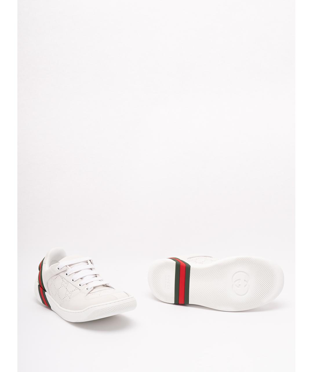 GUCCI Белые кожаные кроссовки, фото 4