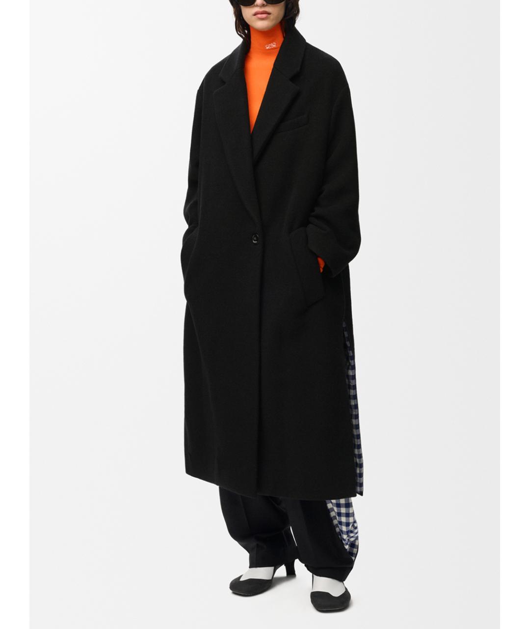 LOEWE Черное шерстяное пальто, фото 3