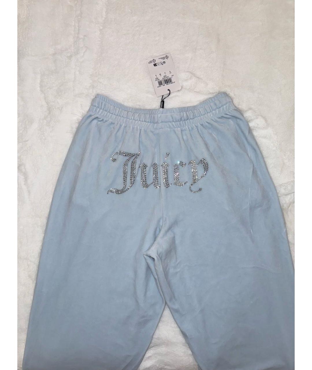 JUICY COUTURE Голубые велюровые спортивные брюки и шорты, фото 4