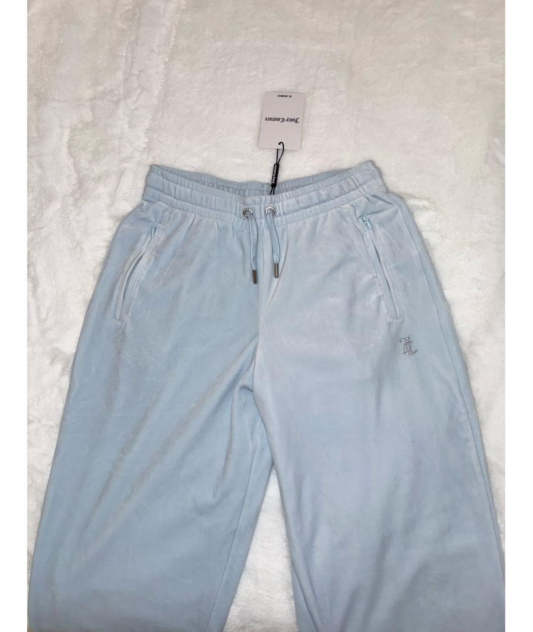 JUICY COUTURE Голубые велюровые спортивные брюки и шорты, фото 3