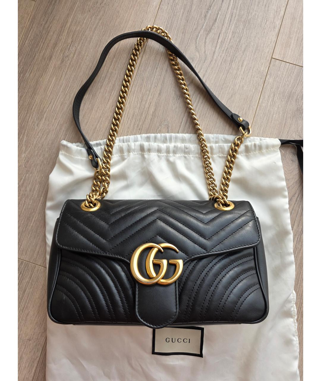 GUCCI Черная кожаная сумка через плечо, фото 2