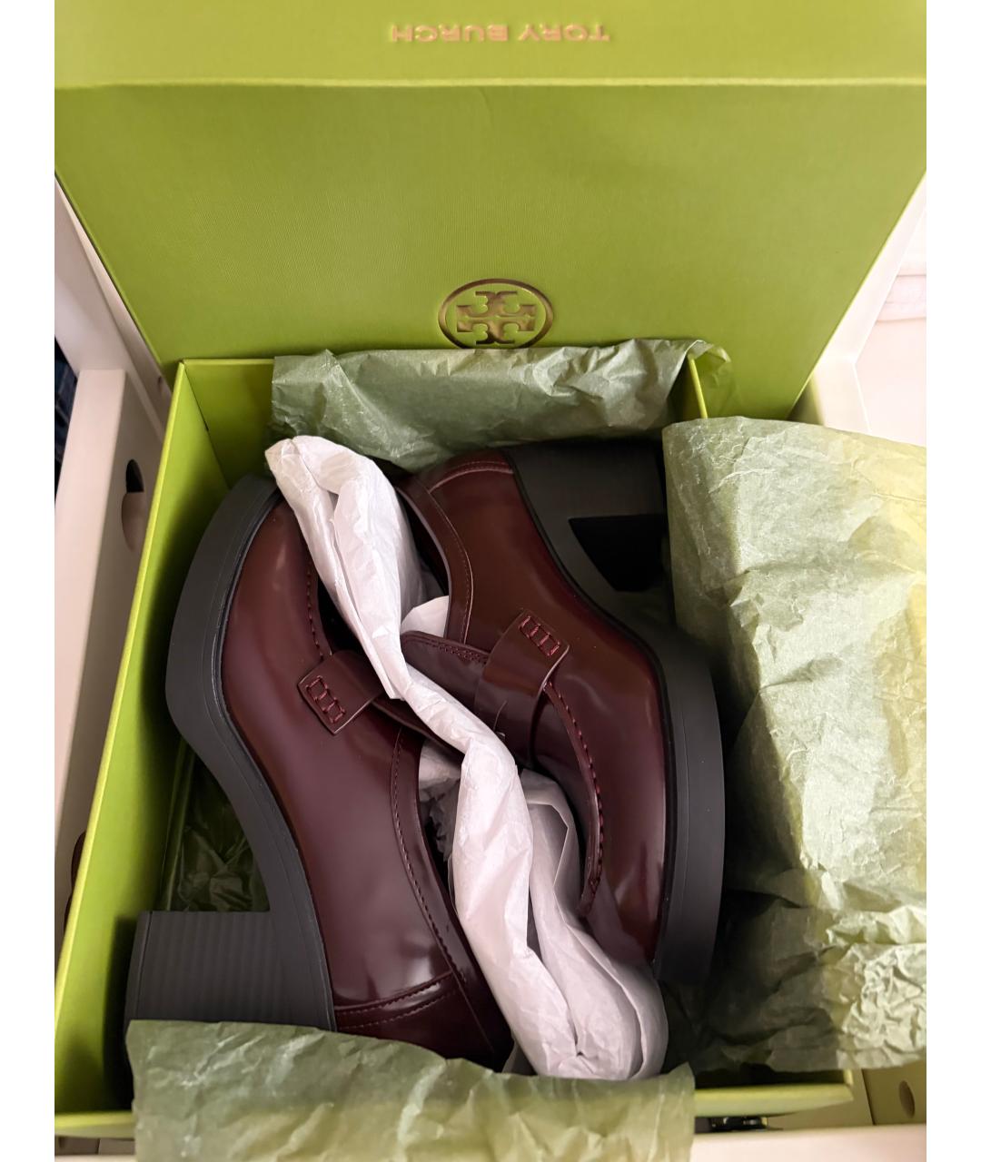 TORY BURCH Бордовые кожаные туфли, фото 7