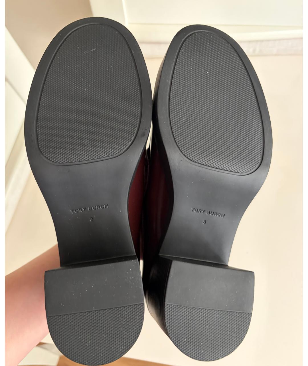 TORY BURCH Бордовые кожаные туфли, фото 5