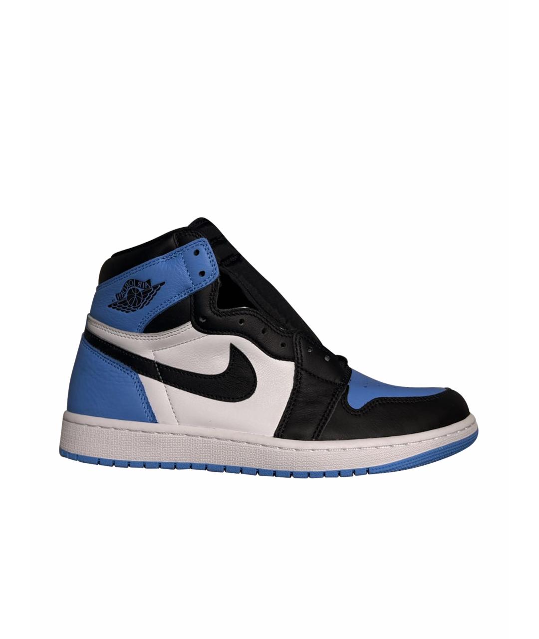 JORDAN Голубые кожаные высокие кроссовки / кеды, фото 1