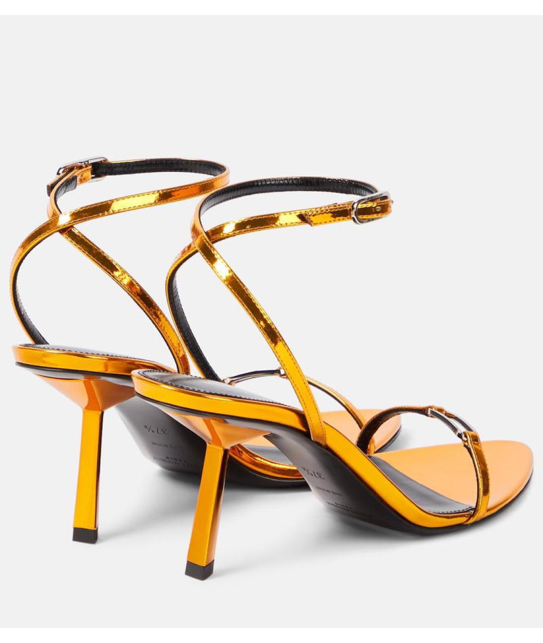 SAINT LAURENT Золотые кожаные босоножки, фото 7