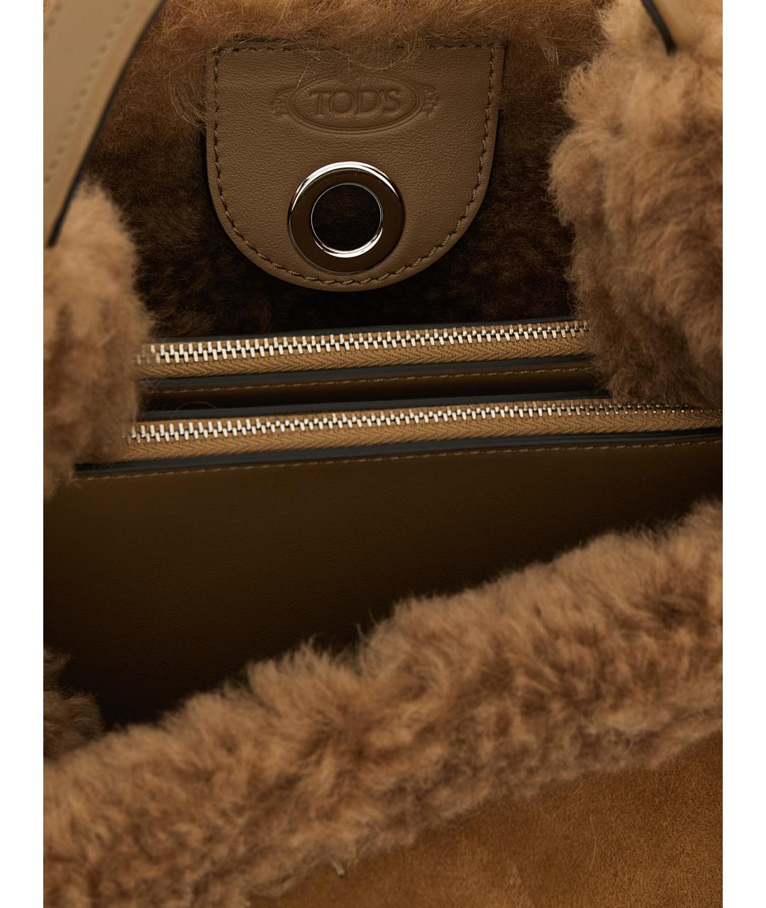 TOD'S Коричневая кожаная сумка тоут, фото 4