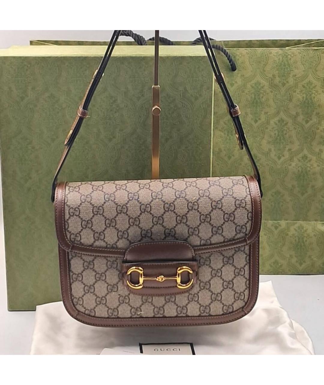 GUCCI Коричневая кожаная сумка через плечо, фото 3
