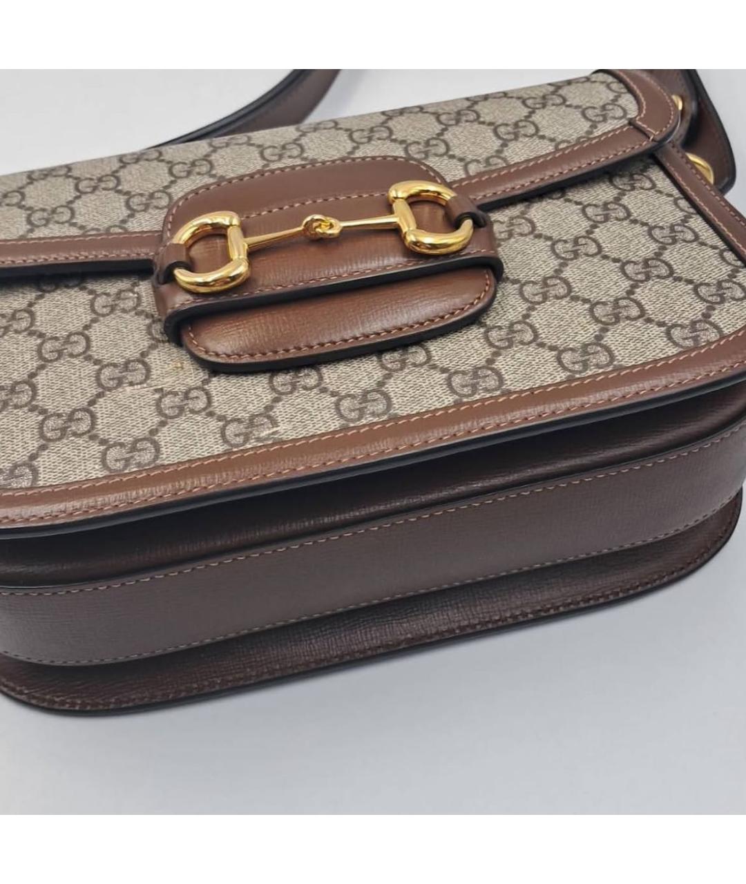 GUCCI Коричневая кожаная сумка через плечо, фото 4