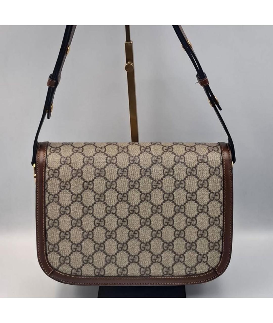 GUCCI Коричневая кожаная сумка через плечо, фото 5