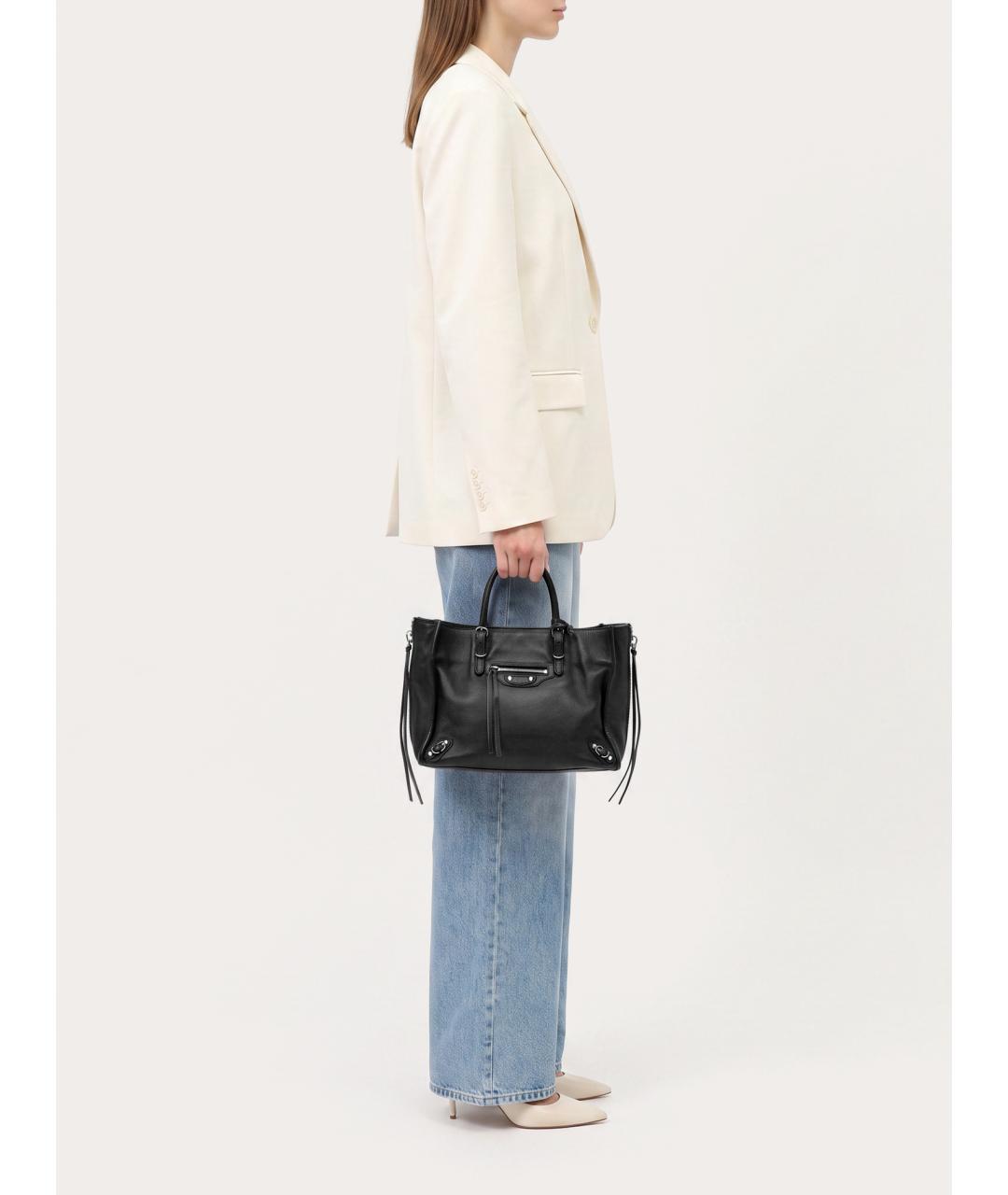 BALENCIAGA Черная кожаная сумка с короткими ручками, фото 8