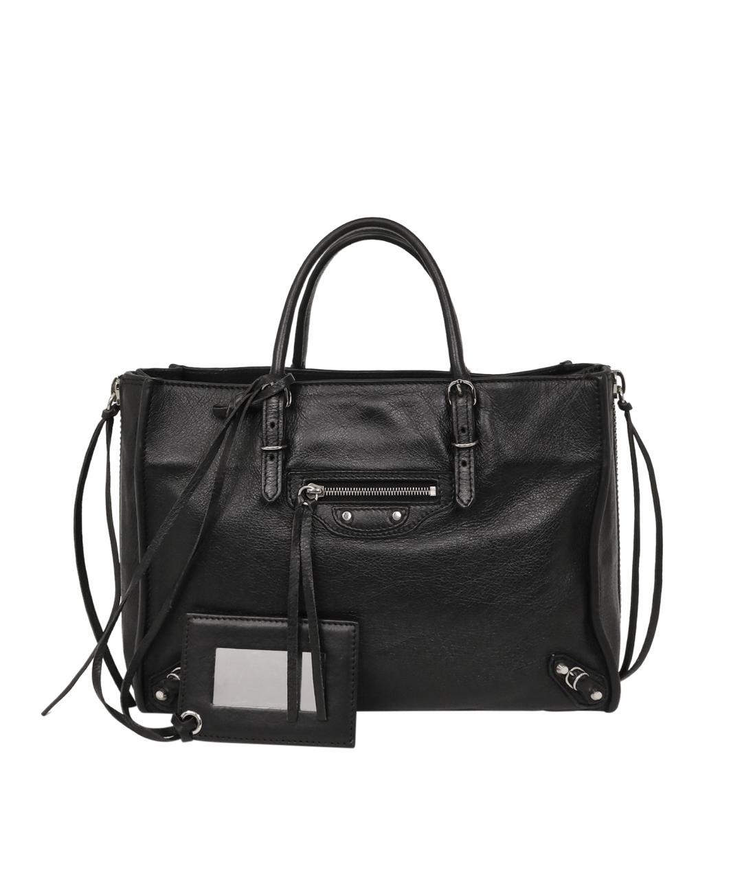 BALENCIAGA Черная кожаная сумка с короткими ручками, фото 1