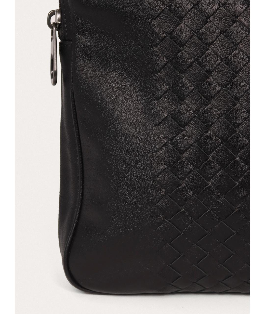 BOTTEGA VENETA Черная кожаная сумка на плечо, фото 6