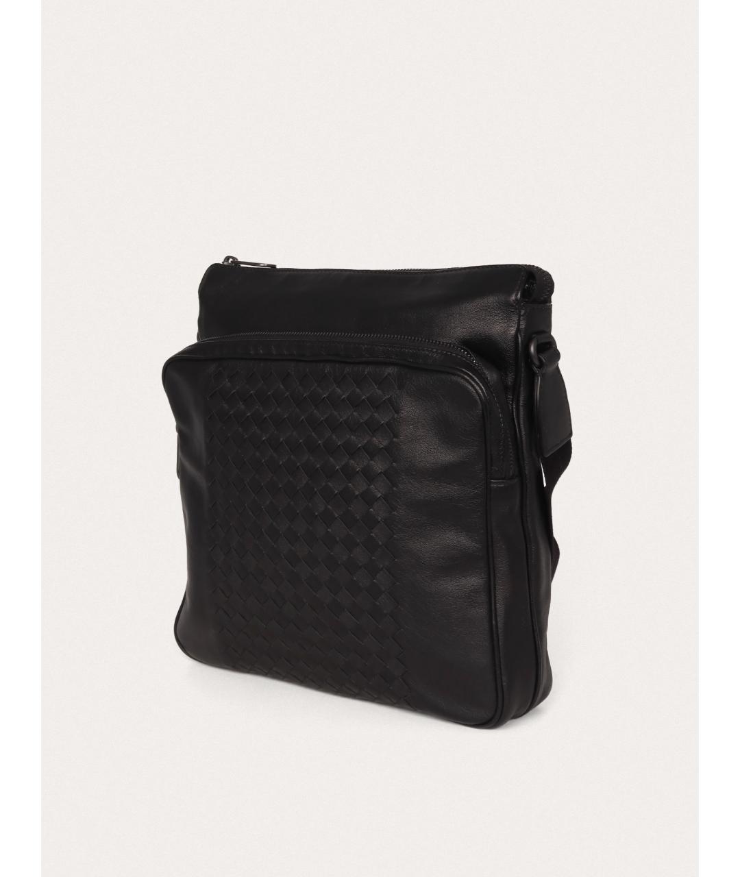 BOTTEGA VENETA Черная кожаная сумка на плечо, фото 2