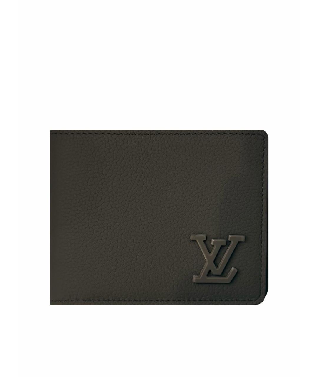 LOUIS VUITTON Антрацитовый кожаный кошелек, фото 1