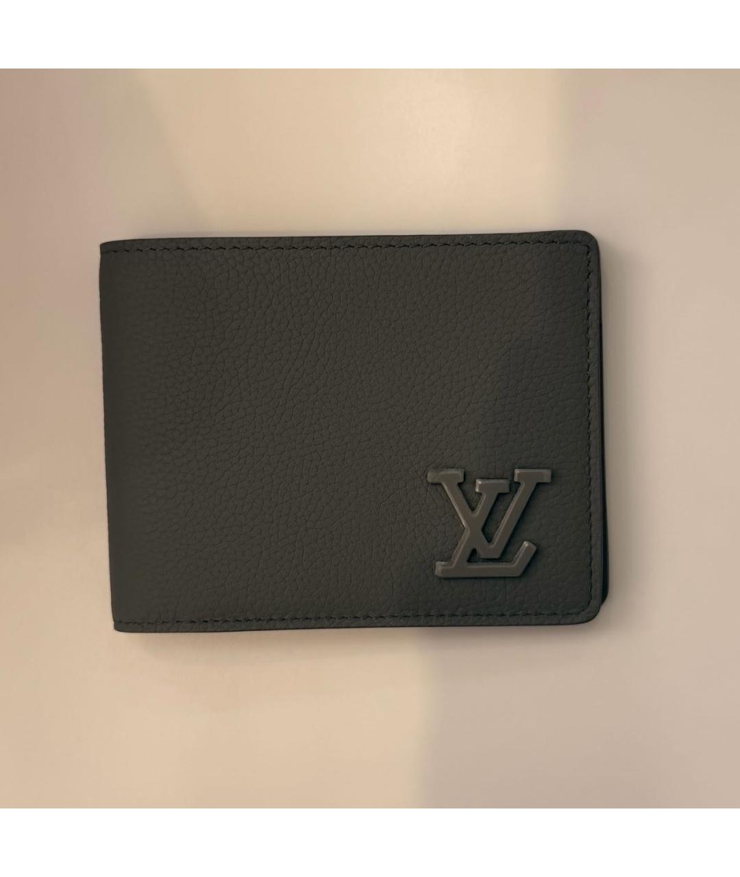 LOUIS VUITTON Антрацитовый кожаный кошелек, фото 5