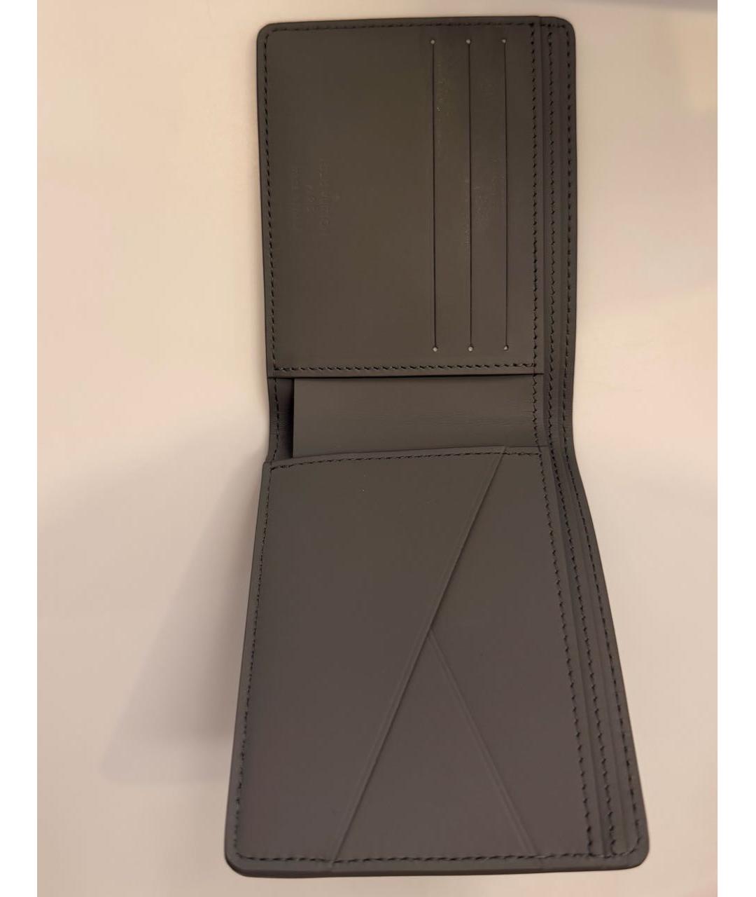 LOUIS VUITTON Антрацитовый кожаный кошелек, фото 3