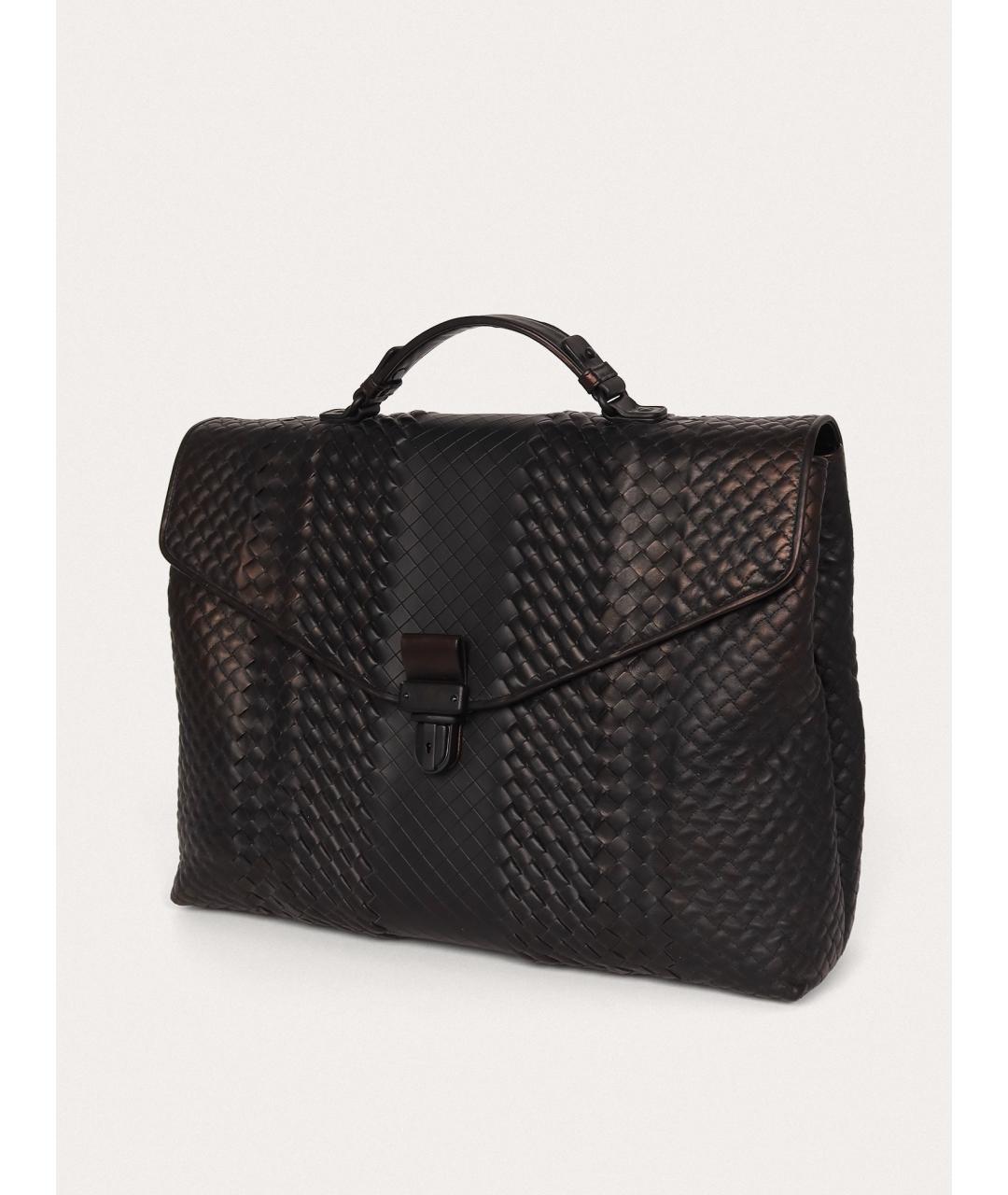 BOTTEGA VENETA Черный кожаный портфель, фото 2