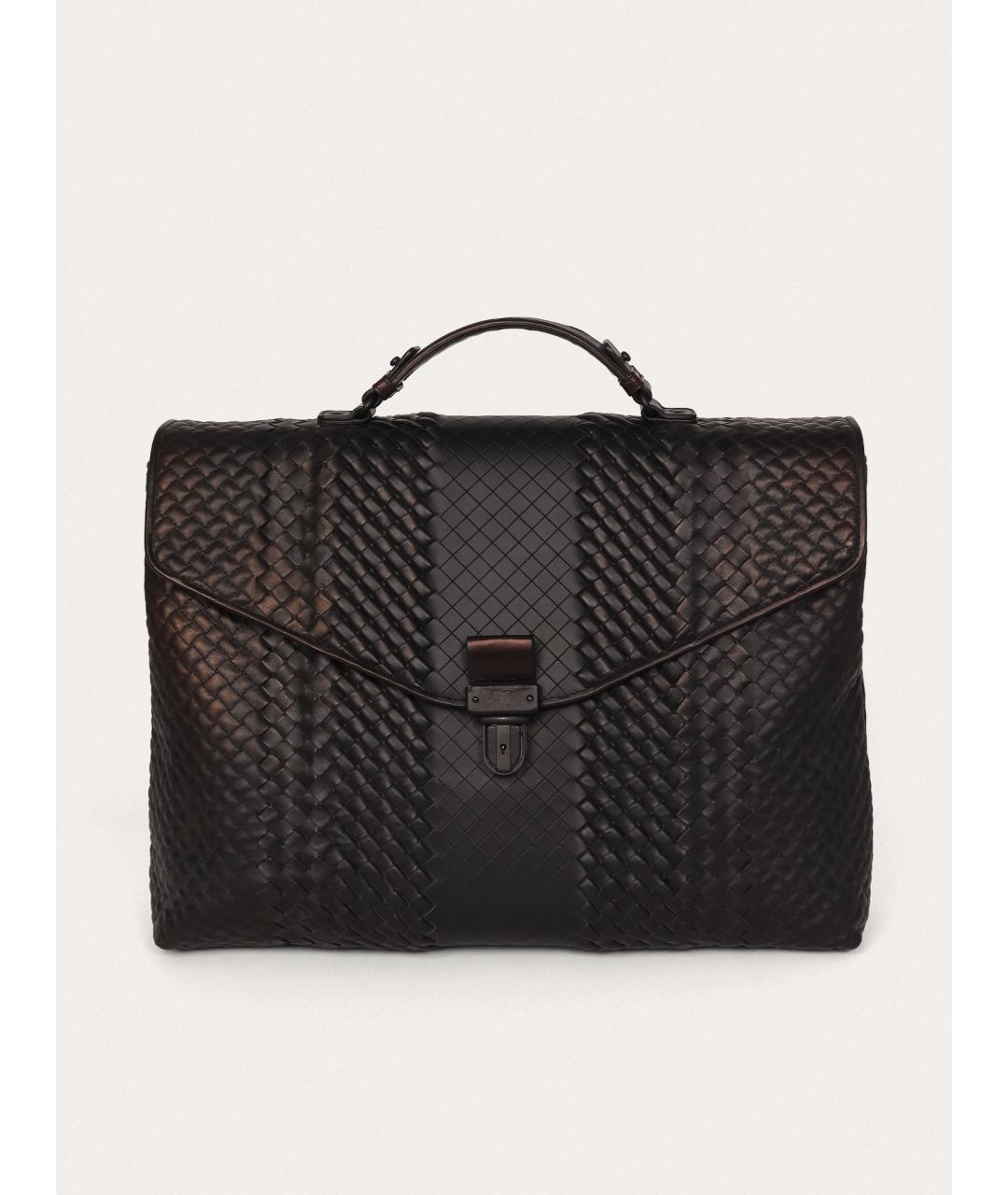 BOTTEGA VENETA Черный кожаный портфель, фото 9