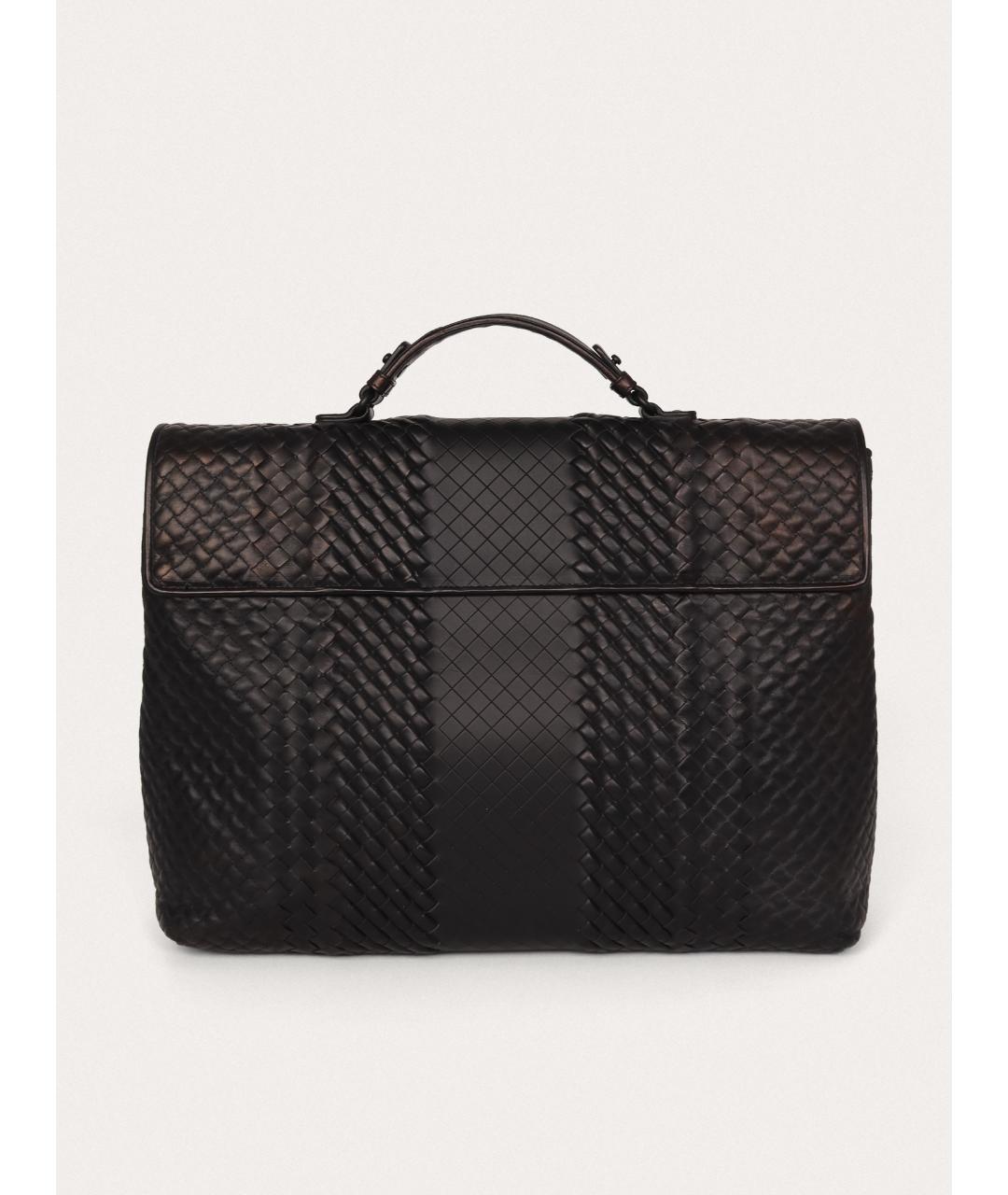 BOTTEGA VENETA Черный кожаный портфель, фото 3