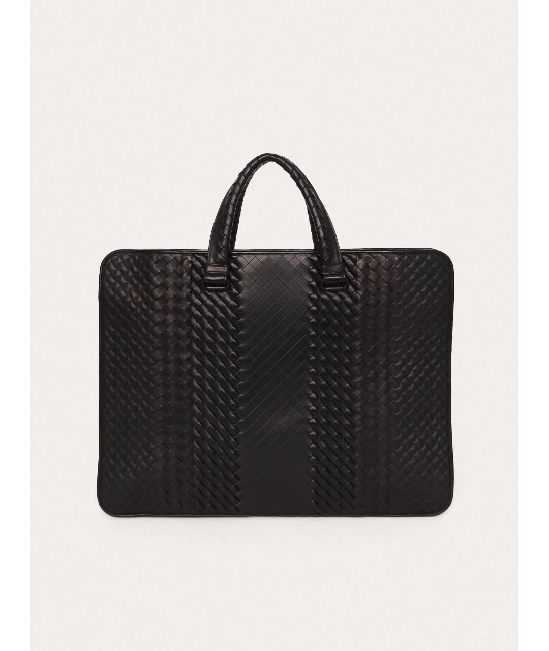 BOTTEGA VENETA Черный кожаный портфель, фото 3