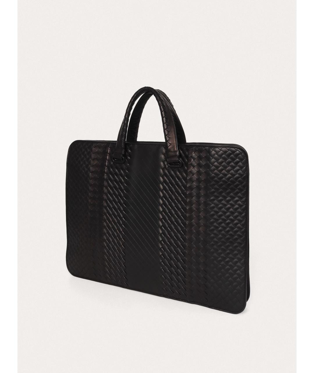 BOTTEGA VENETA Черный кожаный портфель, фото 2