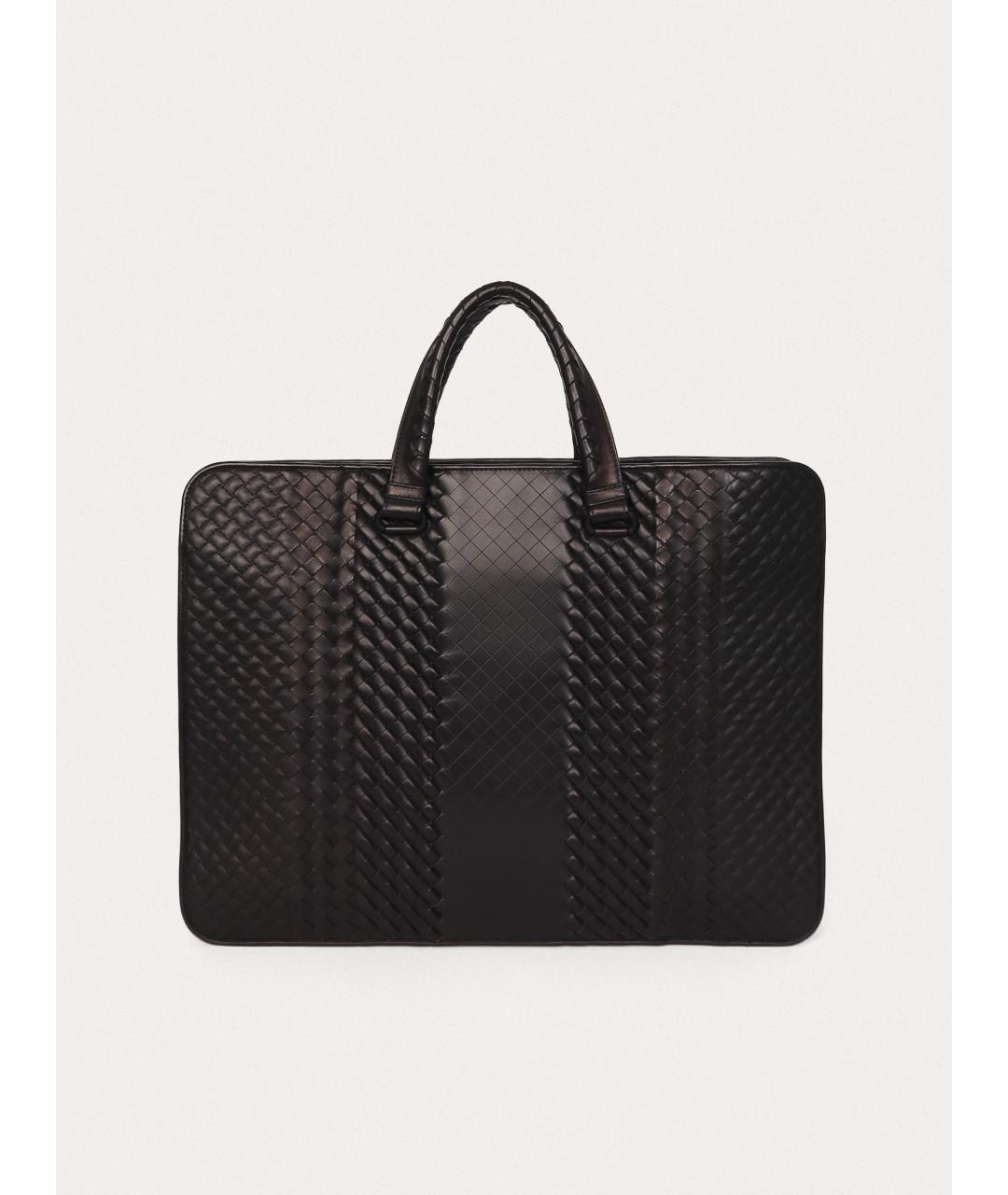 BOTTEGA VENETA Черный кожаный портфель, фото 9