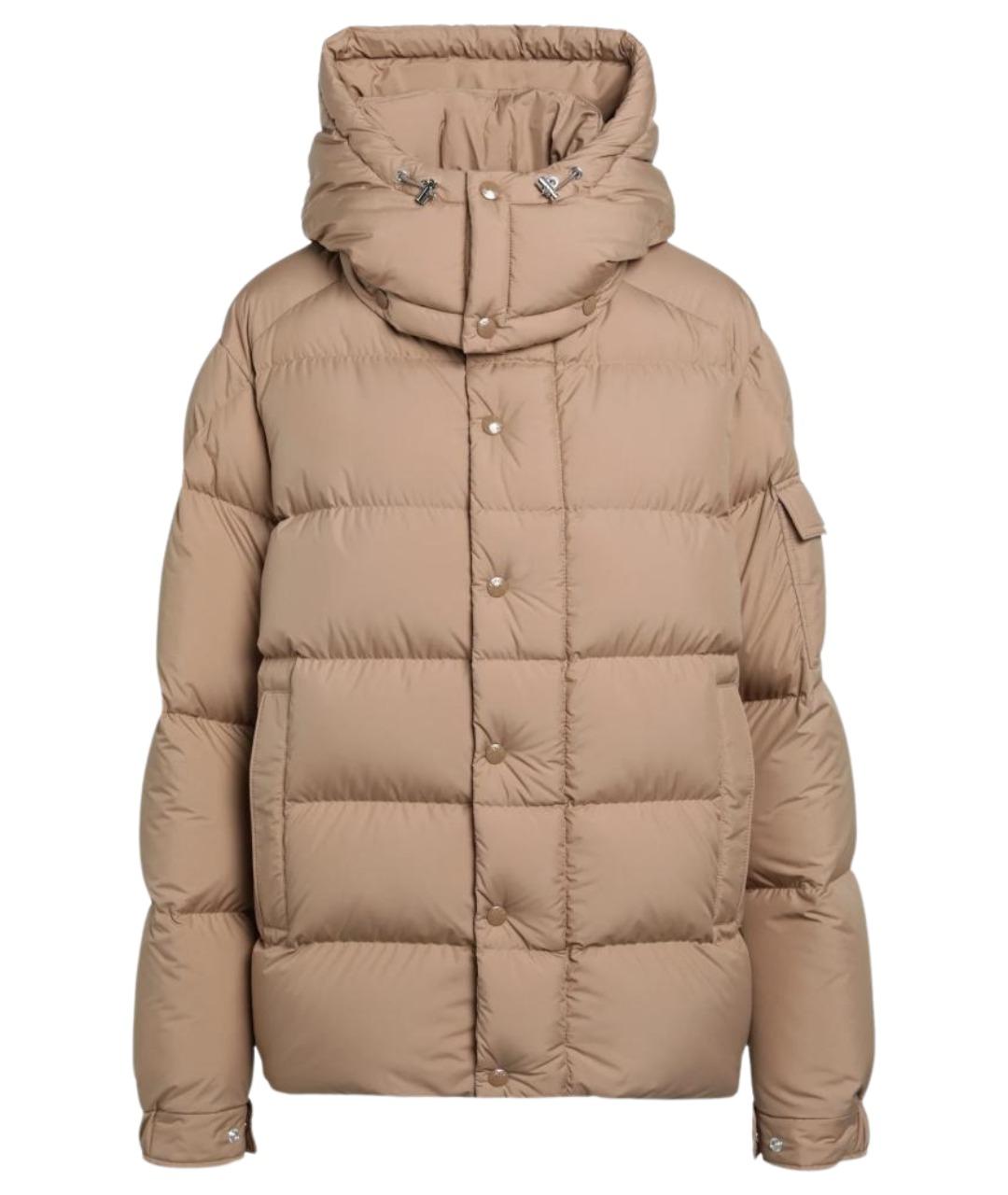 MONCLER Бежевый полиамидовый пуховик, фото 1