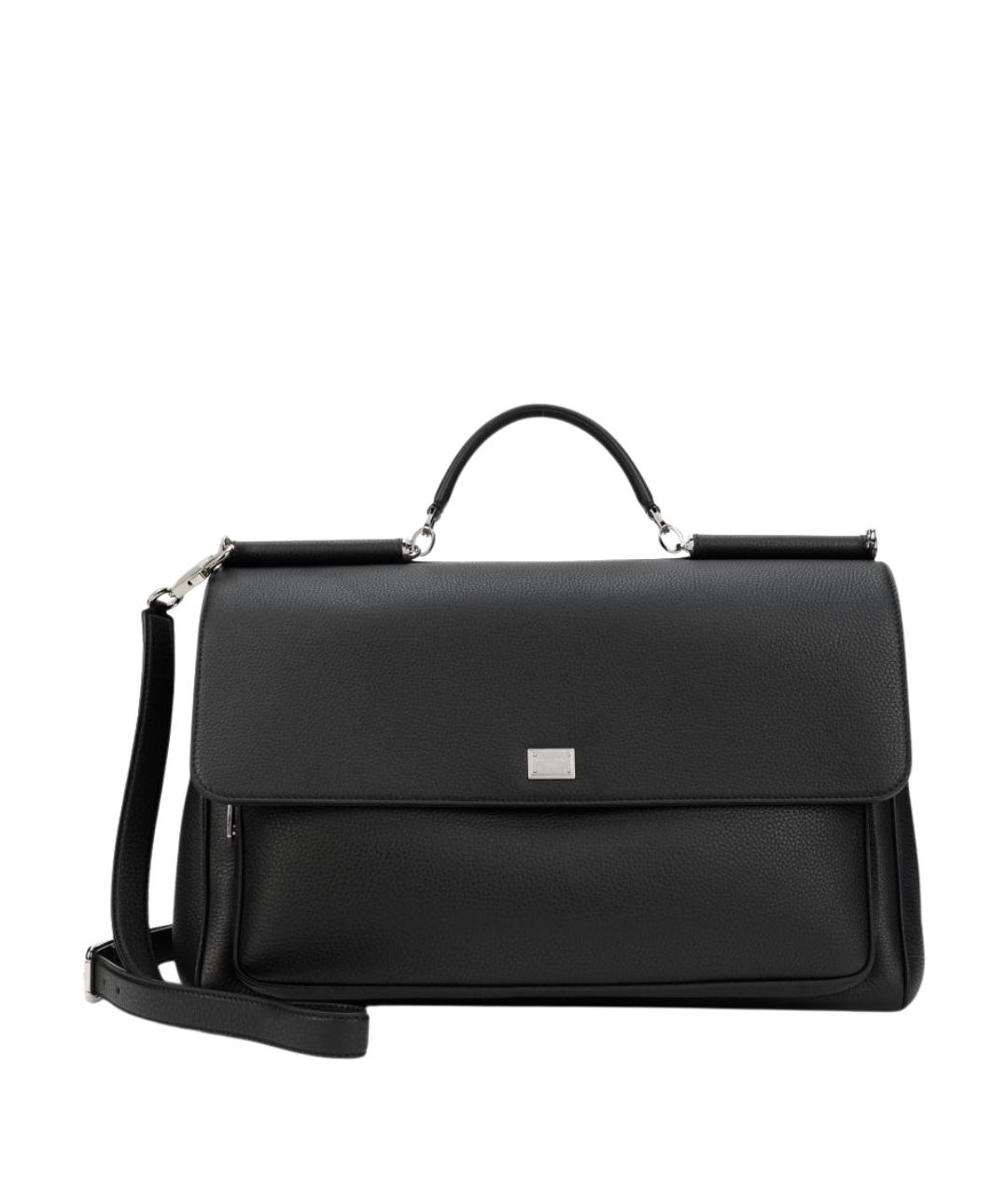 DOLCE&GABBANA Черный кожаный портфель, фото 1