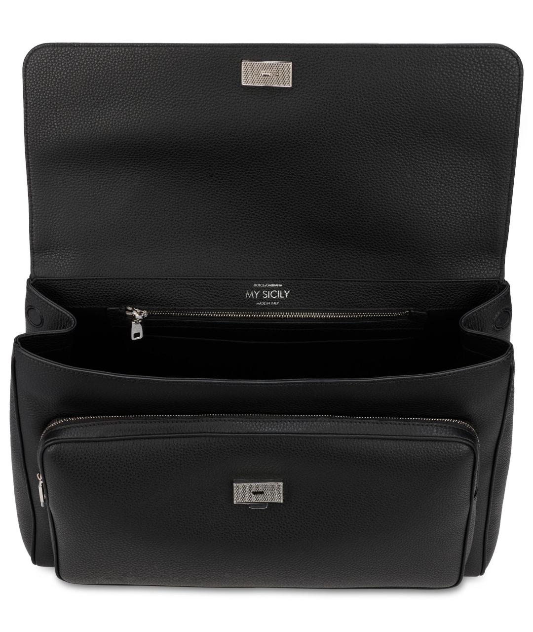 DOLCE&GABBANA Черный кожаный портфель, фото 4