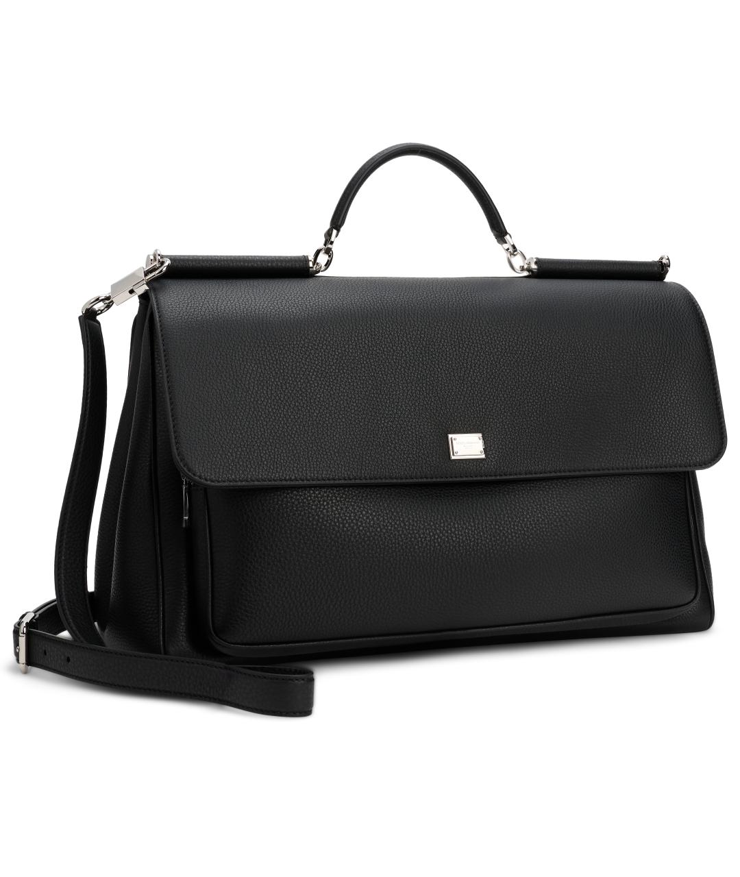 DOLCE&GABBANA Черный кожаный портфель, фото 2