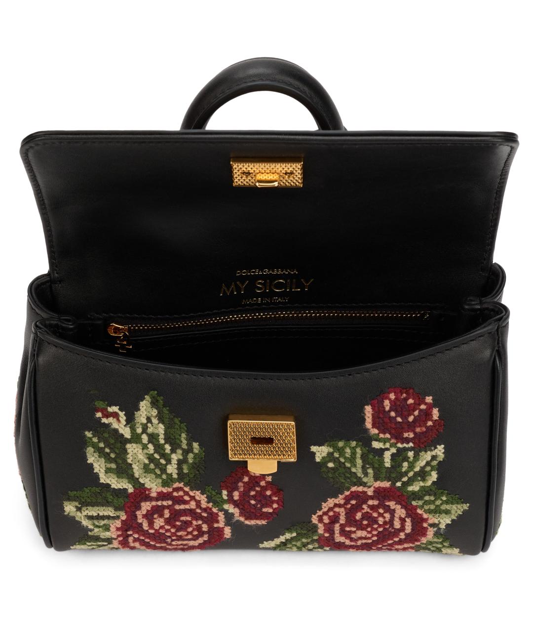 DOLCE&GABBANA Черная кожаная сумка тоут, фото 4