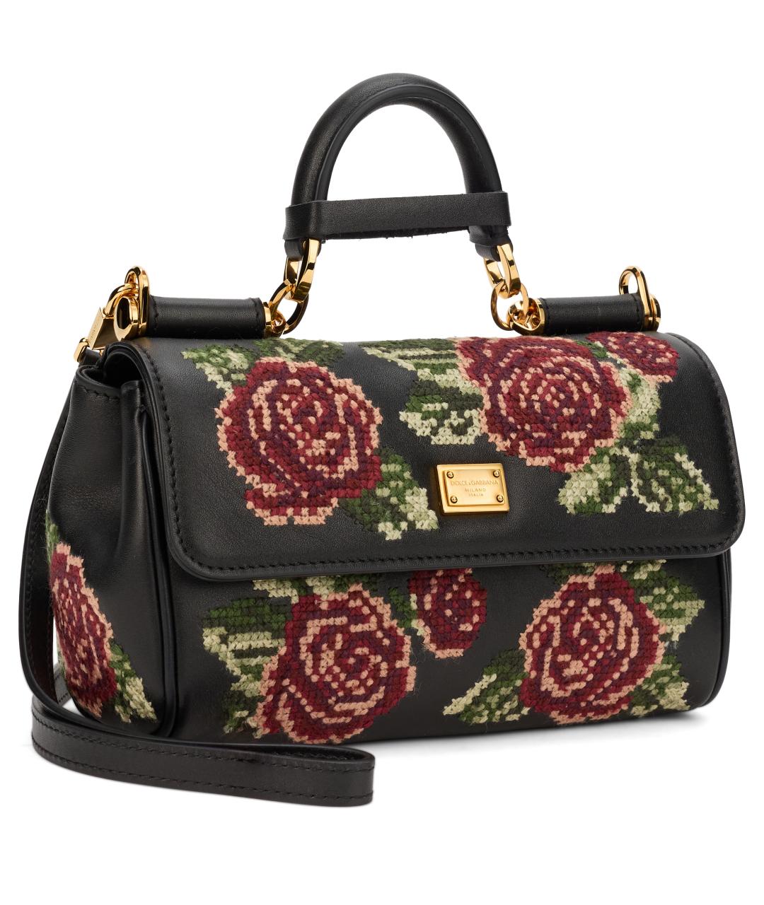 DOLCE&GABBANA Черная кожаная сумка тоут, фото 2